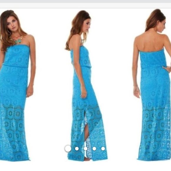 Lilly Pulitzer Emmett Blue Strapless Mini Maxi Dress EUC Size M - Picture 10 of 16